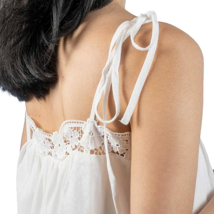 Lace Trim Off White Dress
