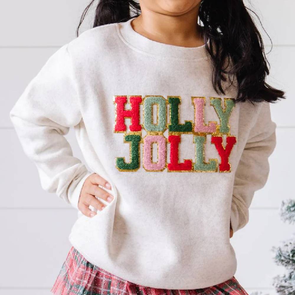 Girl's Holly Jolly Patch Christmas Crewneck Sweatshirt KIDS - Baby - Baby Girl Clothing Sweet Wink   