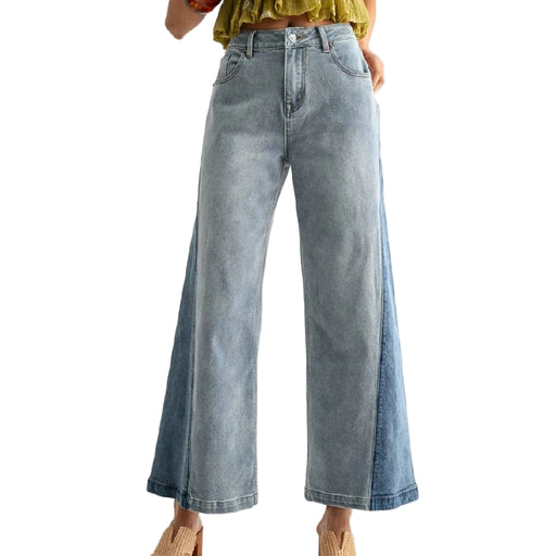 Wide Leg Two Tone Jeans WOMEN - Clothing - Jeans Camellia