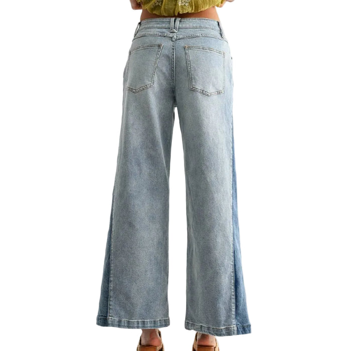 Wide Leg Two Tone Jeans WOMEN - Clothing - Jeans Camellia