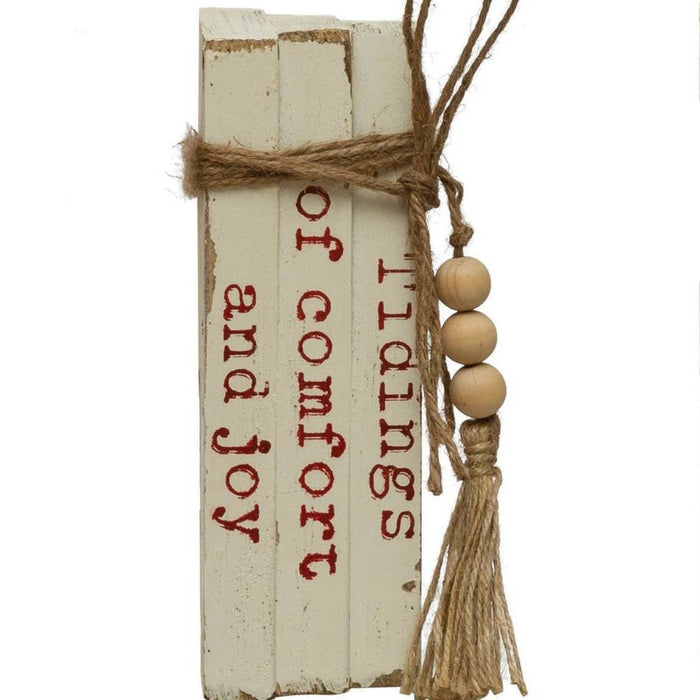 Faux Wood Block Books with Holiday Saying - FINAL SALE HOME & GIFTS - Home Decor - Seasonal Decor Creative Co-Op Tidings Of Comfort & Joy  