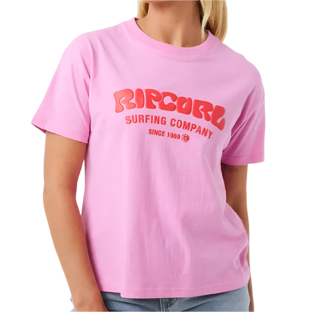 Rip Curl Women's Surf Puff Relaxed Tee - Pink WOMEN - Clothing - Tops - Short Sleeved Rip Curl