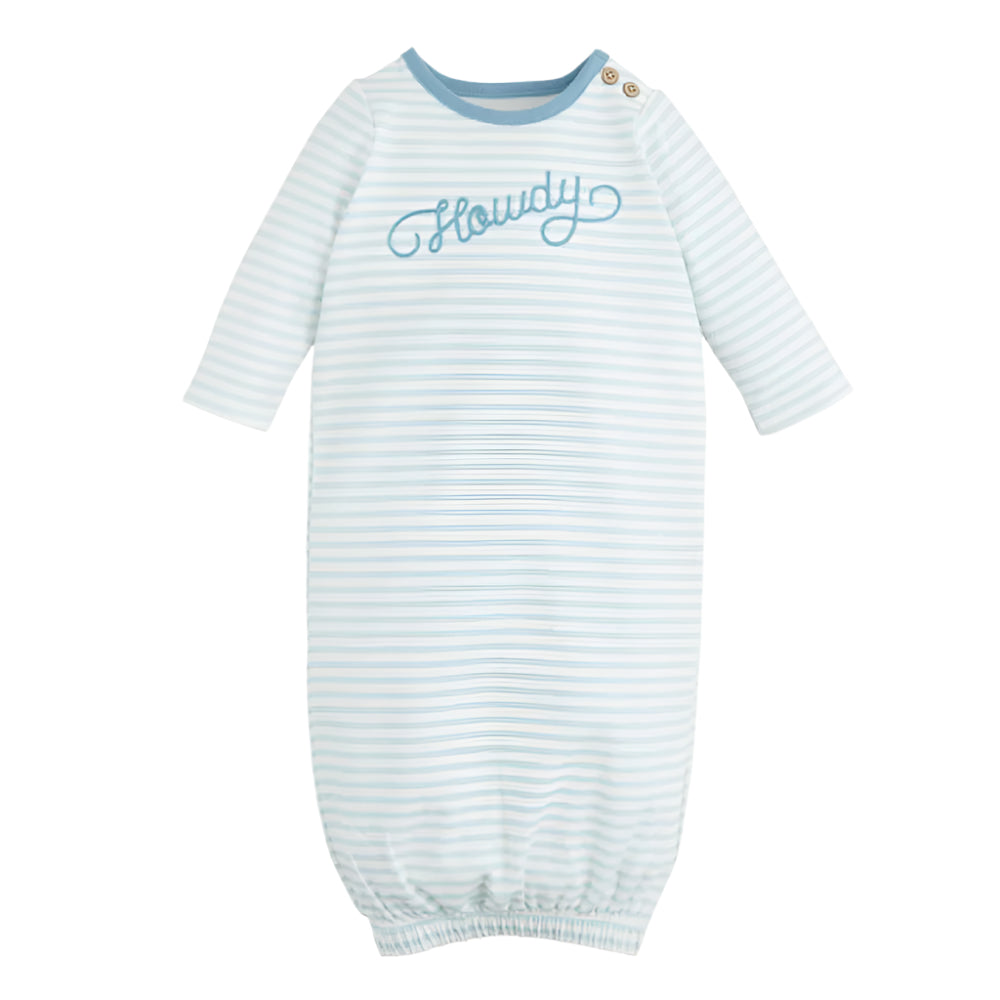 Mud Pie Baby "Howdy" Chainstitch Gown - Blue KIDS - Baby - Baby Boy Clothing Mud Pie