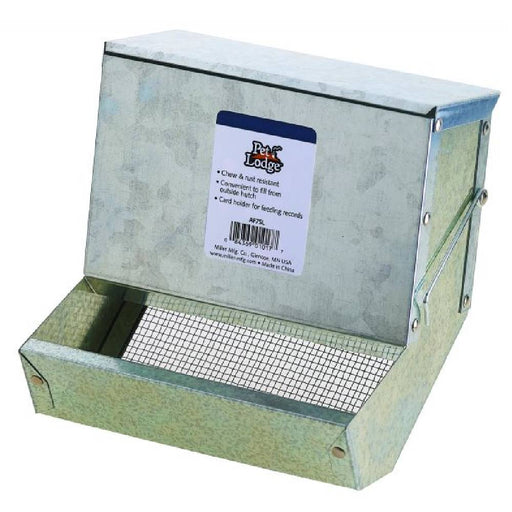 7" Metal Small Animal Feeder with Lid and Sifter Bottom Pets - Feeding & Watering Pet Lodge   