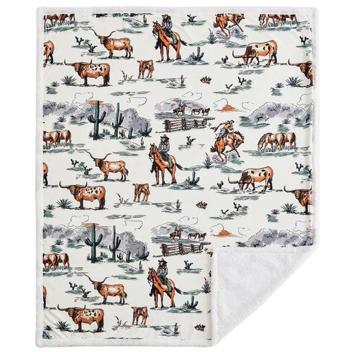 Ranch Life Western Toile Campfire Sherpa Throw HOME & GIFTS - Home Decor - Blankets + Throws HiEnd Accents