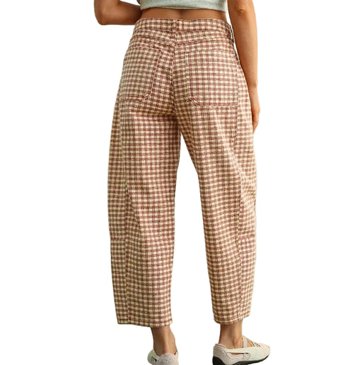 Miou Muse Mini Check Barrel Pants WOMEN - Clothing - Pants & Leggings Miou Muse