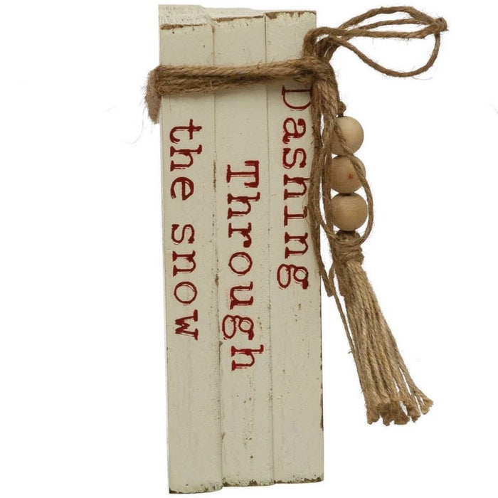 Faux Wood Block Books with Holiday Saying - FINAL SALE HOME & GIFTS - Home Decor - Seasonal Decor Creative Co-Op Dashing Through The Snow  