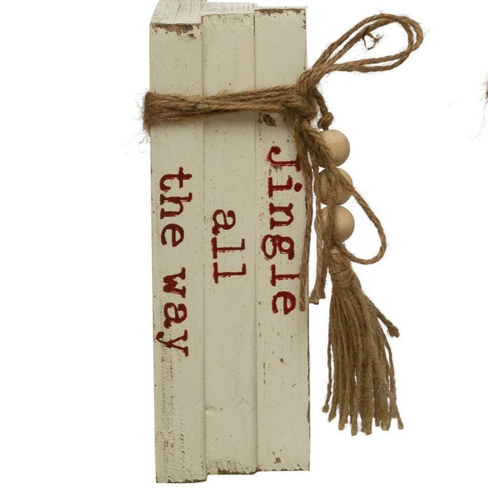 Faux Wood Block Books with Holiday Saying - FINAL SALE HOME & GIFTS - Home Decor - Seasonal Decor Creative Co-Op Jingle All The Way  