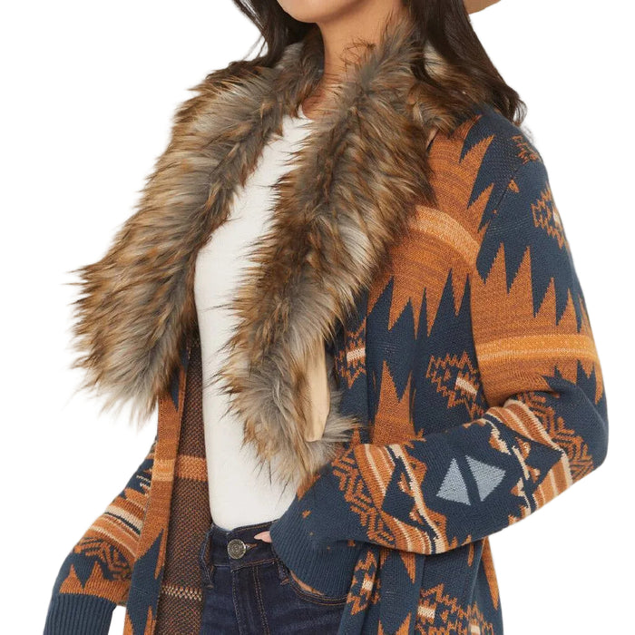 Panhandle Slim Women's Fur Aztec Print Sweater Cardigan WOMEN - Clothing - Sweaters & Cardigans Panhandle