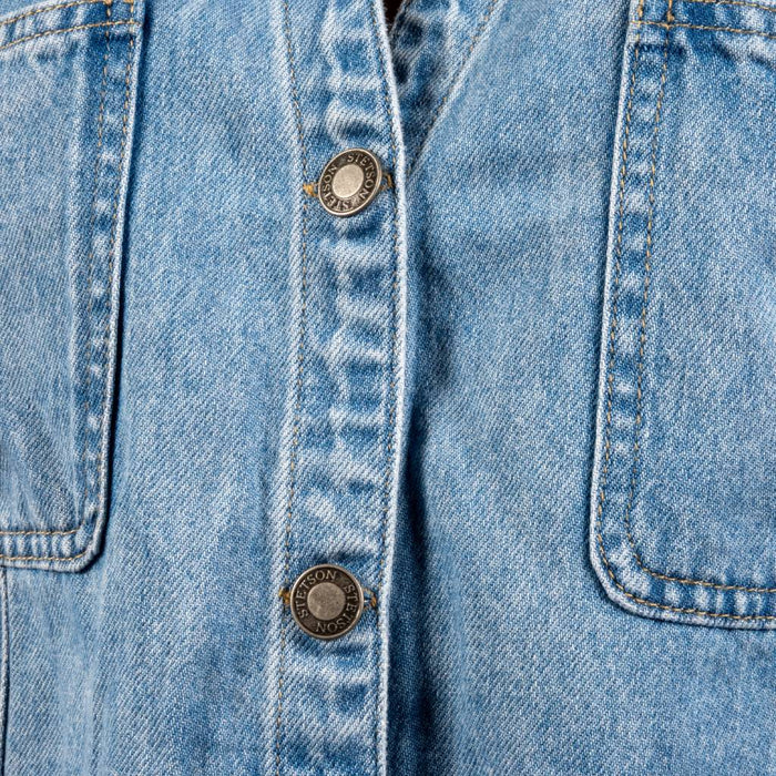 Stetson Women's Denim Blue Crop Button Down Top