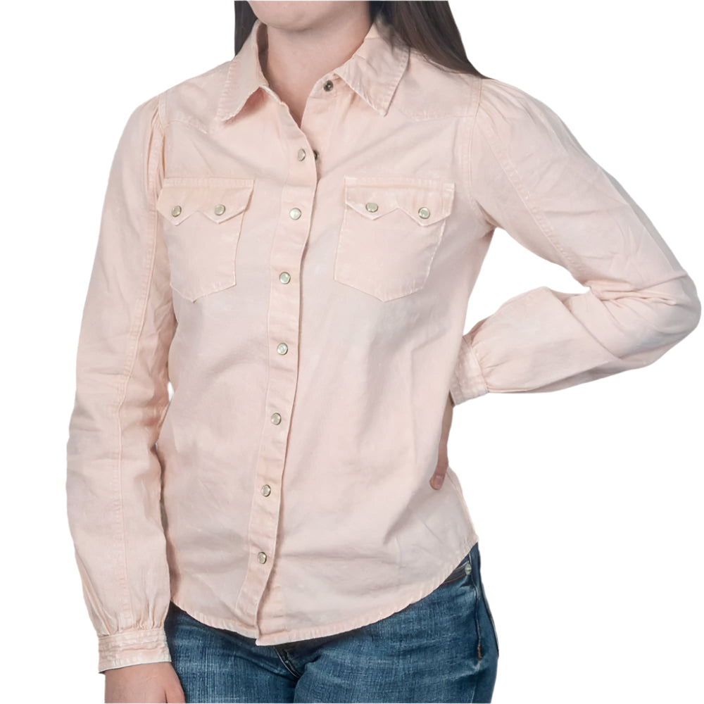 Cruel Denim Women's Twill Pearl Snap Shirt WOMEN - Clothing - Tops - Long Sleeved Cruel Denim