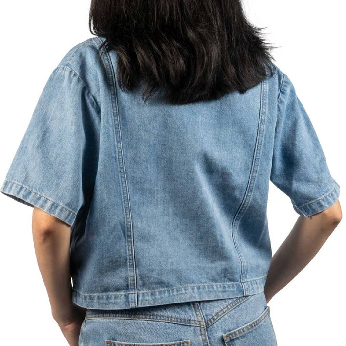 Stetson Women's Denim Blue Crop Button Down Top
