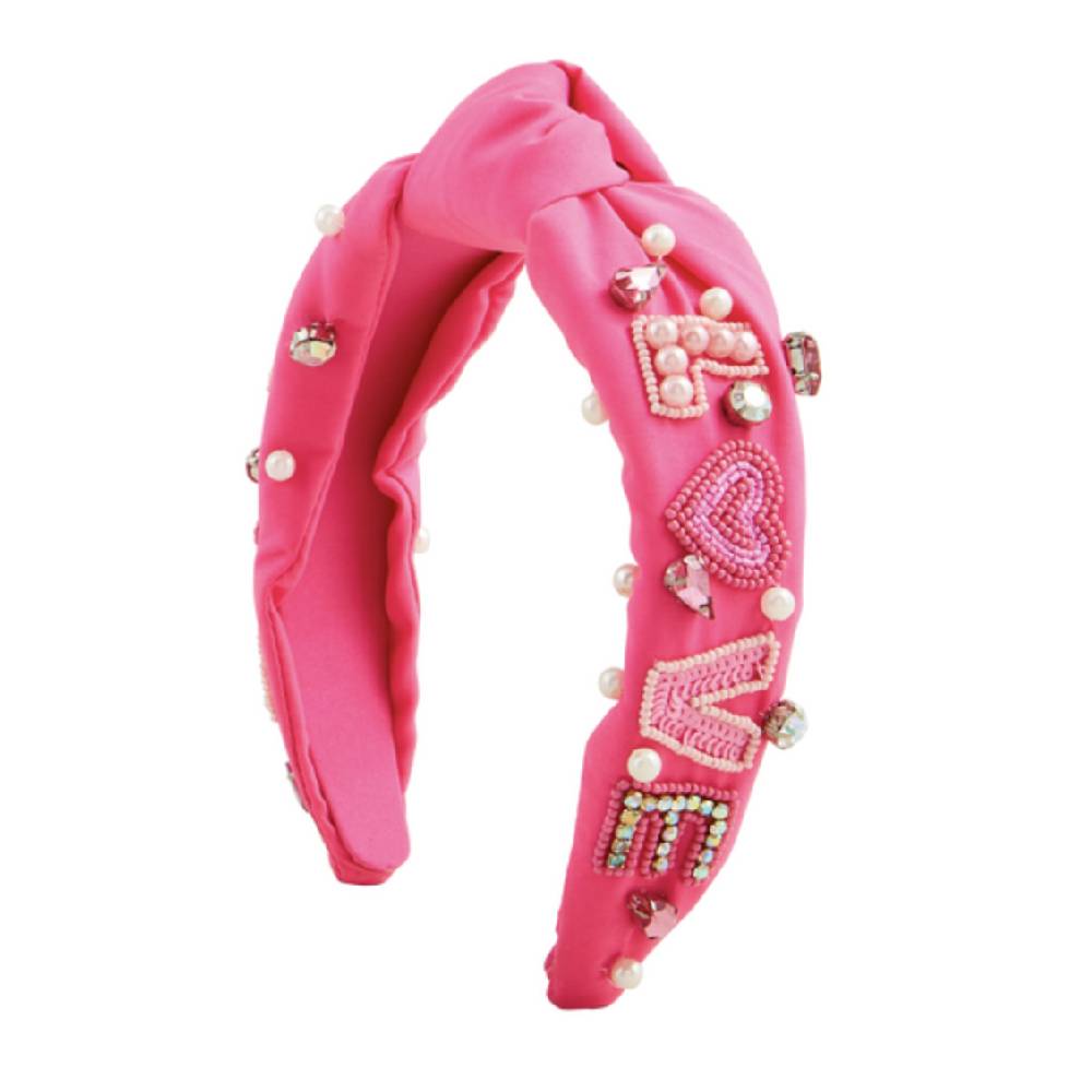 Mud Pie Valentine Love Beaded Headband - Pink WOMEN - Accessories - Hair Accessories Mud Pie