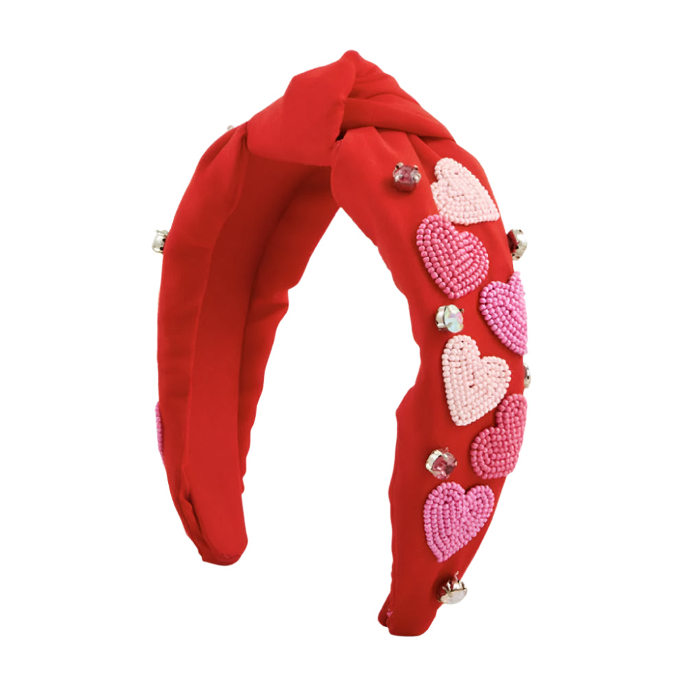 Mud Pie Valentine Heart Beaded Headband - Red WOMEN - Accessories - Hair Accessories Mud Pie