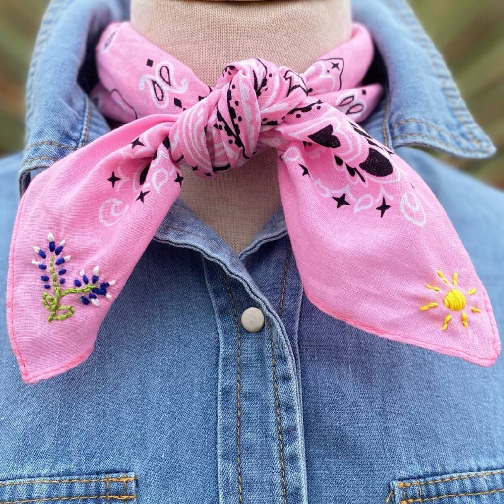 Texas Bluebonnet Bandana - Pink WOMEN - Accessories - Scarves & Wraps Pradera Purveyors of the West