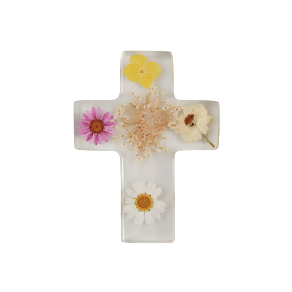 Mud Pie Dried Yellow Flowers Resin Cross HOME & GIFTS - Gifts Mud Pie