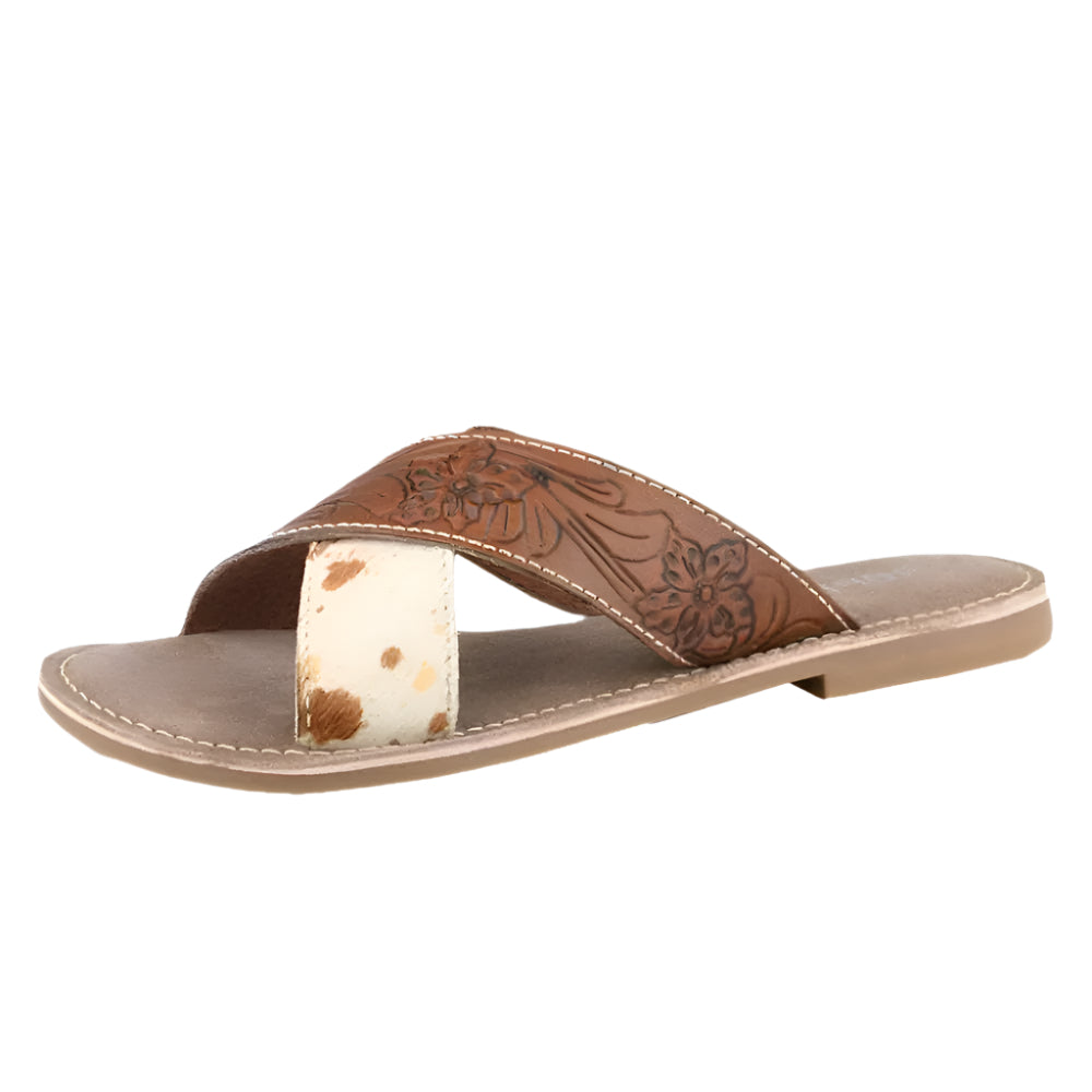 Roper Women's Tooled Cross Band Sandal