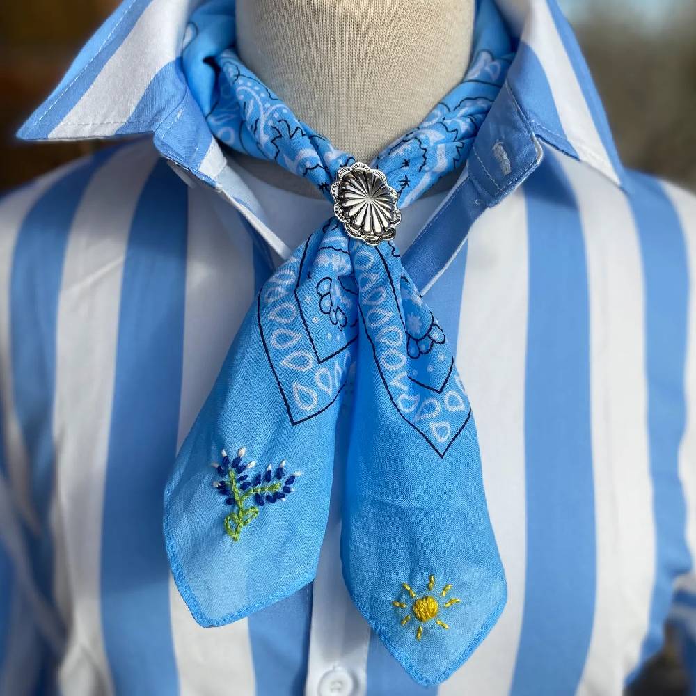 Texas Bluebonnet Bandana - Baby Blue WOMEN - Accessories - Scarves & Wraps Pradera Purveyors of the West