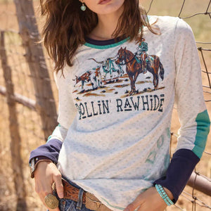 Double D Ranch Rollin' Rollin' Rollin' Tee WOMEN - Clothing - Tops - Long Sleeved Double D Ranchwear, Inc.   