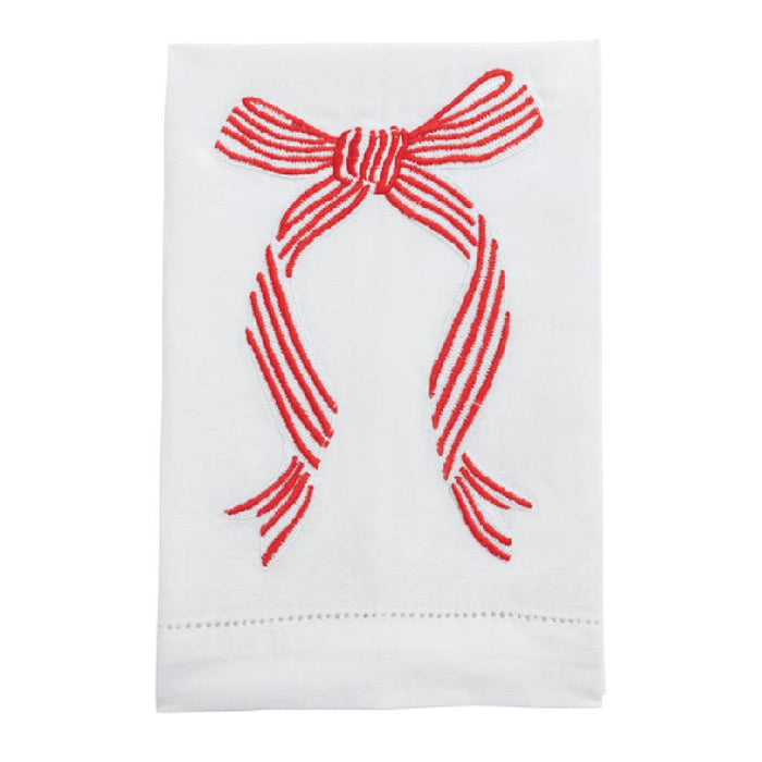 Mud Pie Striped Bow Embroidered Towel