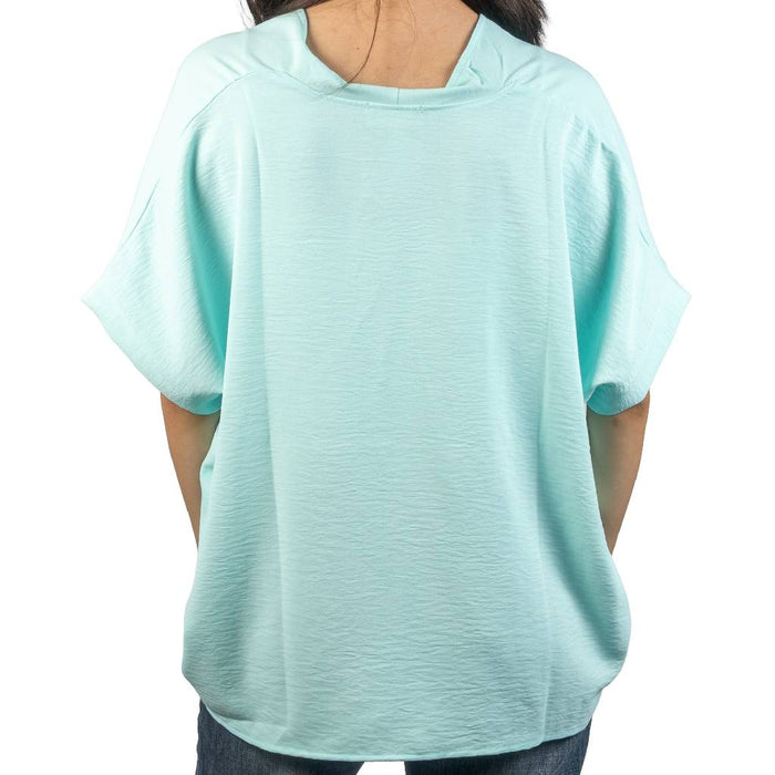 Blue V Neck Top