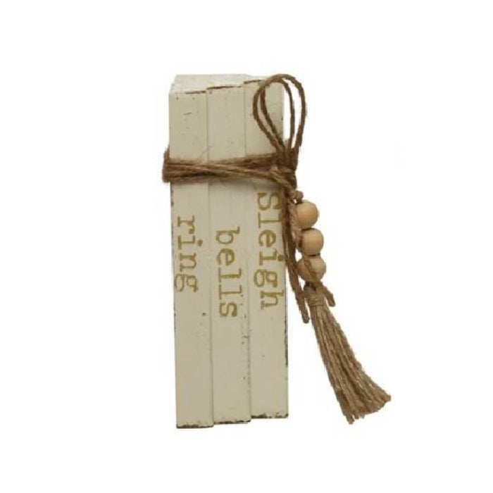 Faux Wood Block Books with Holiday Sayings- FINAL SALE HOME & GIFTS - Home Decor - Seasonal Decor Creative Co-Op Sleigh Bells  