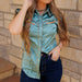 Howdy Hanny Arrow Pearl Snap Shirt - Aqua WOMEN - Clothing - Tops - Short Sleeved Howdy Hanny
