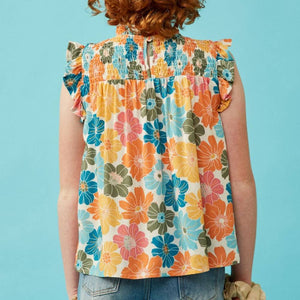 Hayden Girl's Floral Smock Tank Top KIDS - Girls - Clothing - Tops - Sleeveless Tops Hayden Los Angeles   