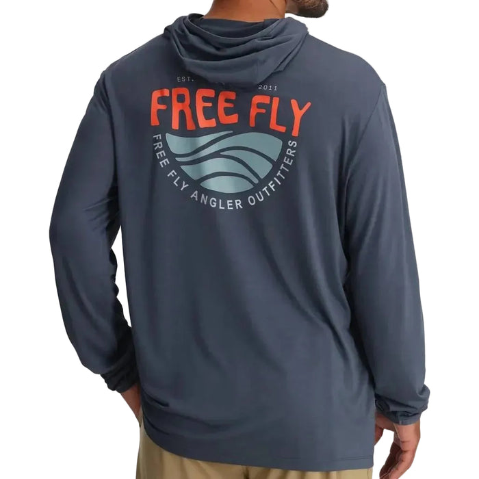 Free Fly Men's Blue Edge Storm Cloud Bamboo Lightweight Graphic Hoodie MEN - Clothing - Shirts - Long Sleeve Free Fly Apparel