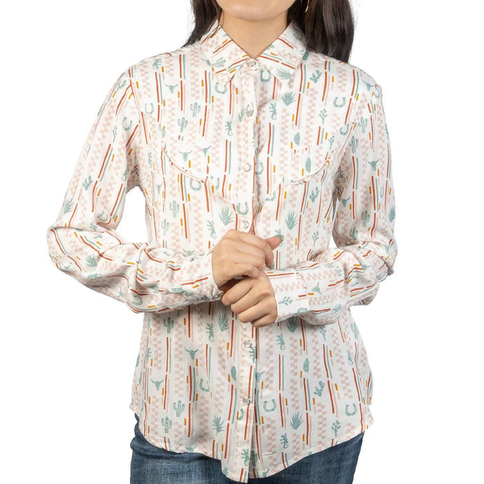 Roper Women's Checker Western Stripe Pearl Snap Shirt