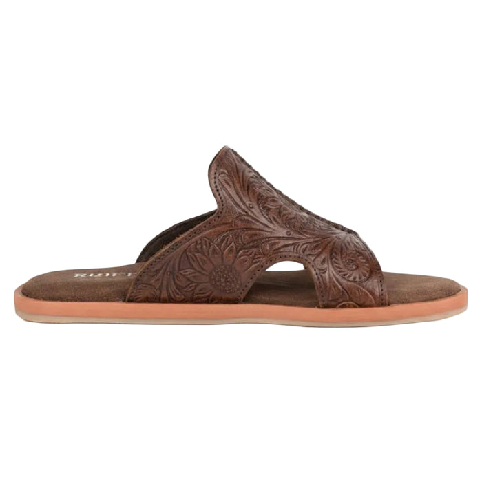 Roper Woman's Haydyn Brown Tooled Leather Slide Sandal WOMEN - Footwear - Sandals Roper Apparel & Footwear