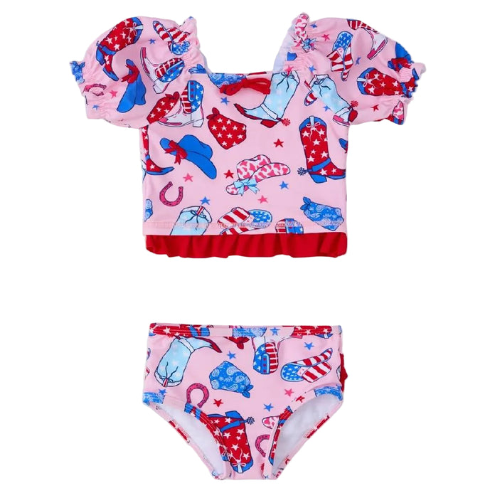 Ruffle Butts Pink Stars & Boots Ruffle Tankini KIDS - Girls - Clothing - Surf & Swimwear Ruffle Butts/Rugged Butts