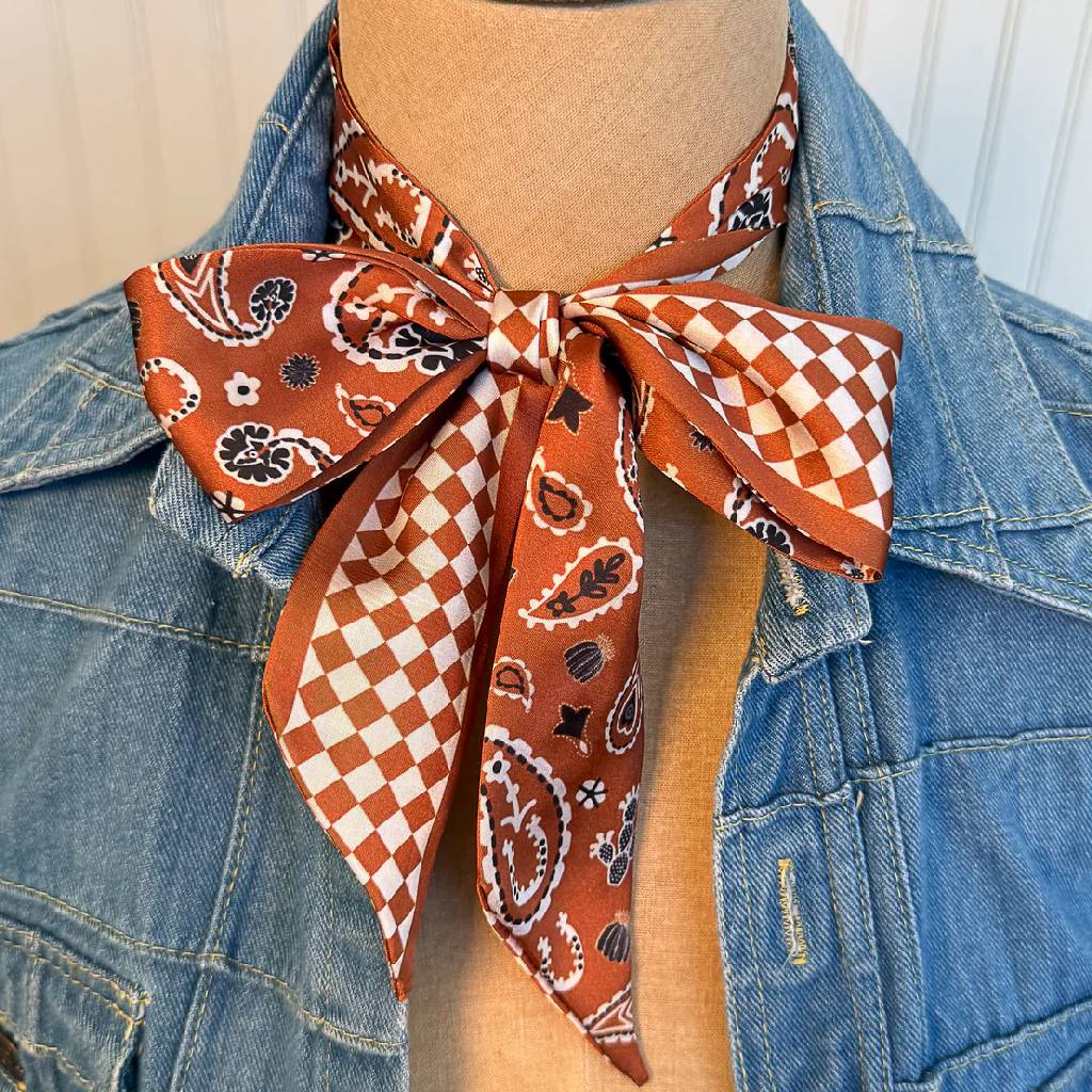 Fringe Scarves "Luck Be A Paisley" Brown Twilly ACCESSORIES - Additional Accessories - Wild Rags & Scarves Fringe Scarves
