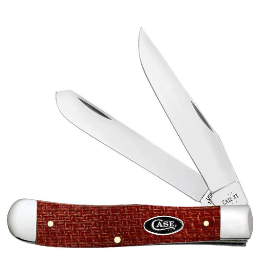 Case Trapper - Dark Red Burlap Micarta Knives W.R. Case