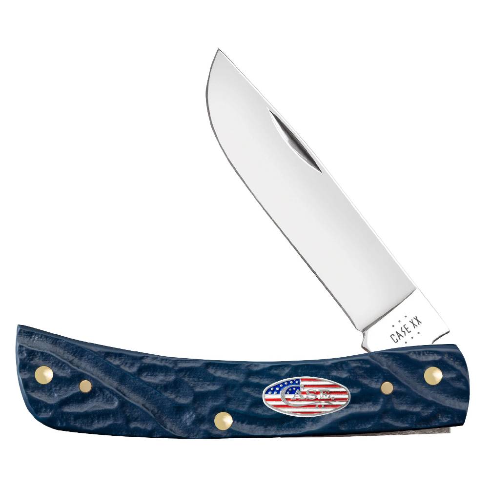 Case Rough Navy Blue Synthetic Sod Buster Jr W/Flag Shield Knives - Knives W.R. Case   