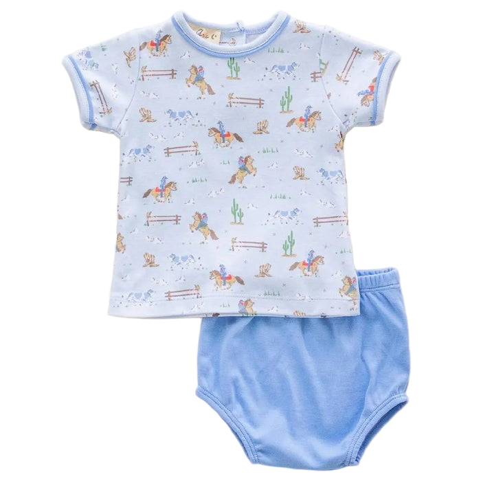 Luna & Arlo Baby Boy's Little Wranglers Blue Diaper Cover Set