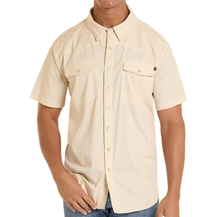 Rock & Roll Men's Tek Core Western Natural Stripe Snap Shirt