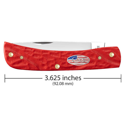 Case Rough Red Synthetic Sod Buster Jr W/Flag Shield Knives W.R. Case