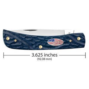 Case Rough Navy Blue Synthetic Sod Buster Jr W/Flag Shield Knives - Knives W.R. Case   