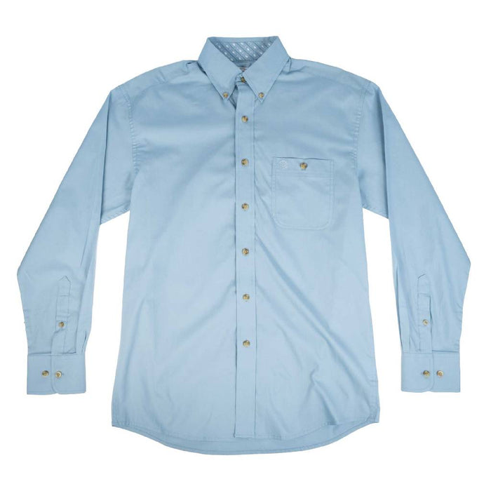 Wrangler Men's George Straight Solid Blue Button Down Shirt — Teskeys