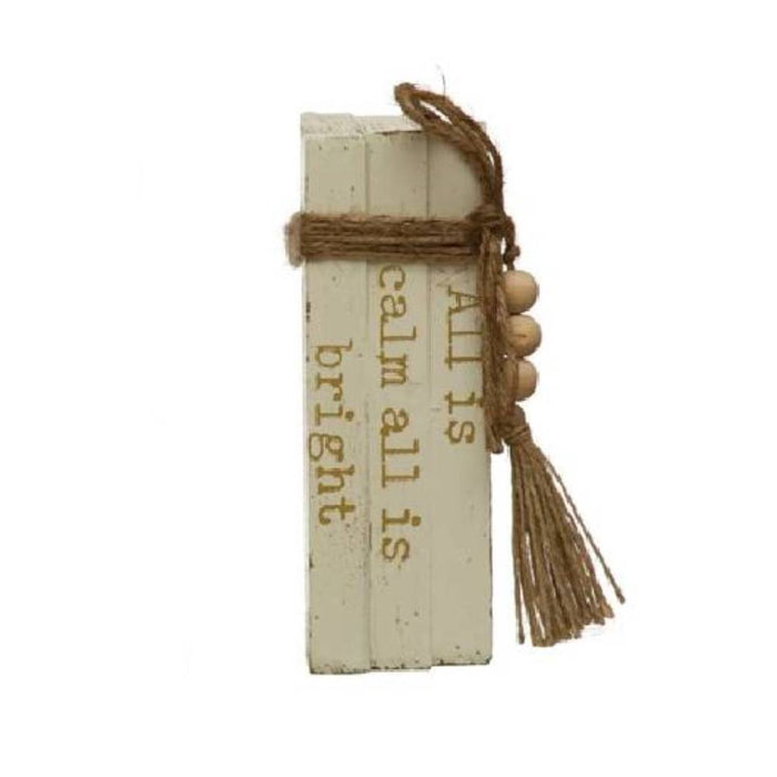 Faux Wood Block Books with Holiday Sayings- FINAL SALE HOME & GIFTS - Home Decor - Seasonal Decor Creative Co-Op All is Calm  