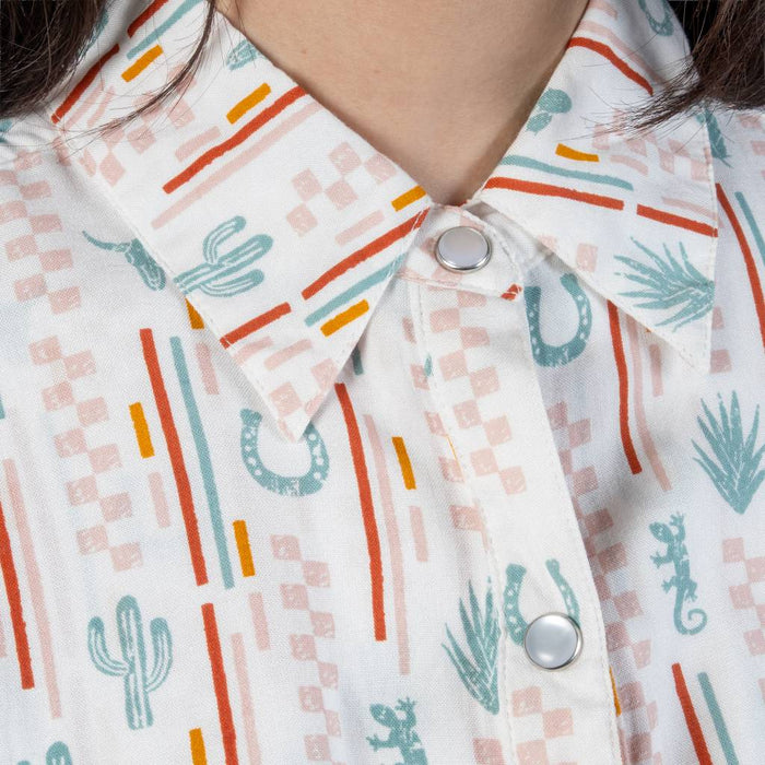 Roper Women's Checker Western Stripe Pearl Snap Shirt
