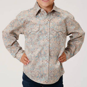 Roper Boy's Performance Dot Paisley Snap Shirt - FINAL SALE KIDS - Boys - Clothing - Shirts - Long Sleeve Shirts Roper Apparel & Footwear   