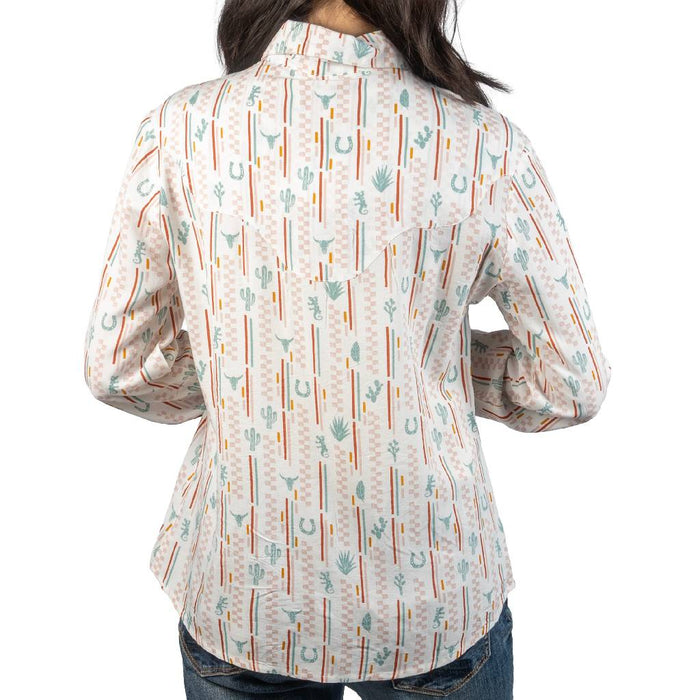 Roper Women's Checker Western Stripe Pearl Snap Shirt