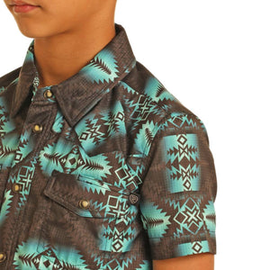 Rock & Roll Denim Boy's Tek Aztec Shirt KIDS - Boys - Clothing - Shirts - Short Sleeve Shirts Panhandle   