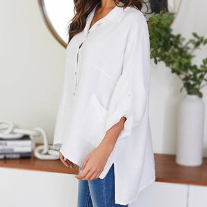 High Low Button-Down Blouse WOMEN - Clothing - Tops - Long Sleeved Milio Milano   