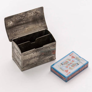 J. Alexander Hand Stamped Playing Card Box With Turquoise HOME & GIFTS - Home Decor - Decorative Accents J. Alexander Rustic Silver   