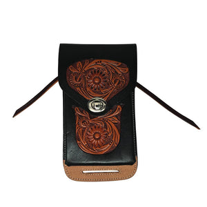 Professional's Choice Leather Fastened Cell Phone Case Saddles - Saddle Accessories Professional's Choice Black Floral  