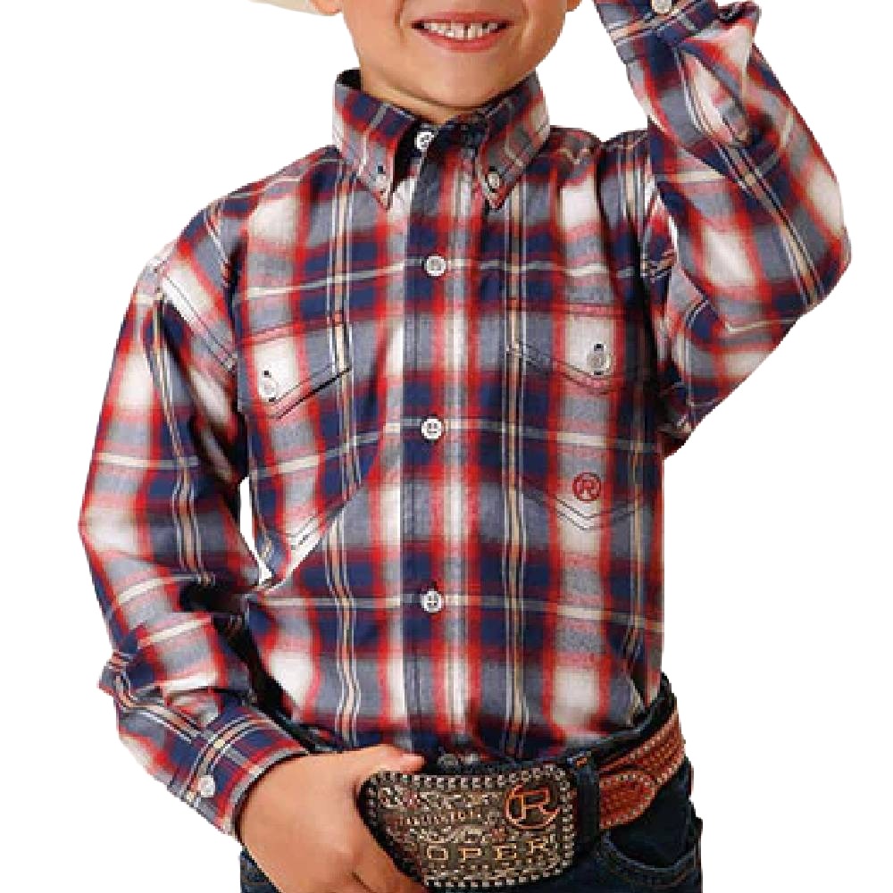 Roper Boy's Amarillo Independence Plaid Button Shirt - FINAL SALE KIDS - Boys - Clothing - Shirts - Long Sleeve Shirts Roper Apparel & Footwear   