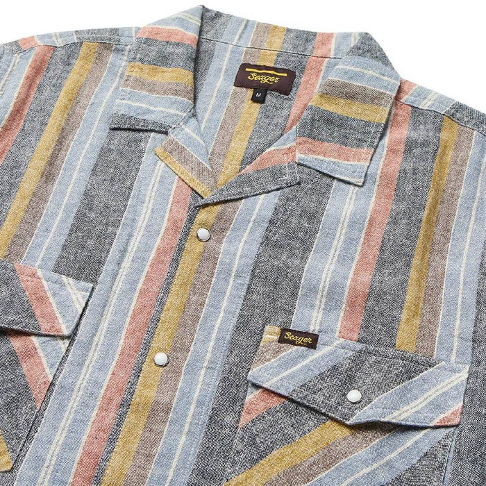 Seager Whippersnapper Washed Stripe Print Pearl Snap Shirt